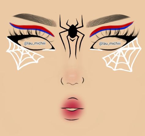 Spiderman Inspired Makeup Simple, Spider Gwen Eye Makeup, Spider Man Themed Makeup, Spiderman Eyeliner Ideas, Simple Spiderman Makeup, Into The Spiderverse Makeup, Spider Man Makeup Women Easy, Spiderman Face Makeup, Marvel Eyeliner