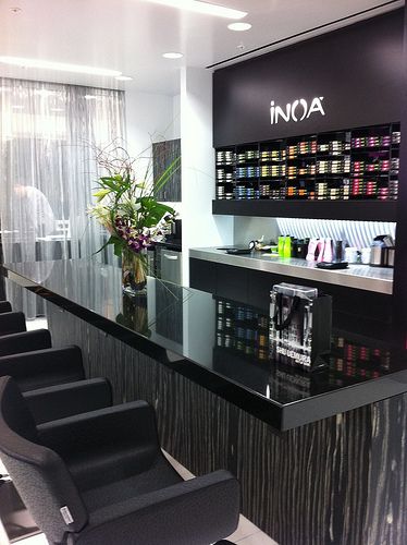 INOA color bar | Monica D. | Flickr Salon Coffee Bar Ideas, Salon Coffee Bar, Salon Color Bar Ideas, Color Bar Salon Ideas, Color Bar Salon, Salon Color Bar, Salon Interior Design Ideas, Bar Deco, Coffee Bar Ideas