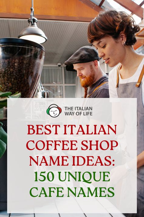 ☕ Brew up success with a captivating Italian coffee shop name! Explore 150 unique cafe names, each infused with Italy's coffee culture's rich essence and elegance. Choose a name that tells a story of tradition, romance, and mystery, ensuring your coffee bar stands out. Dive into our curated list and find the perfect name to espresso your brand’s uniqueness! #ItalianCoffeeShopNames #CafeNamingInspiration French Cafe Name Ideas, Coffee Brand Names Ideas, Best Cafe Names, Unique Cafe Name Ideas, Cafe Names Ideas Inspiration, Unique Cafe Names, Coffee Shop Names Ideas Unique, Cafe Names Ideas Creative, Coffee Shop Names Ideas