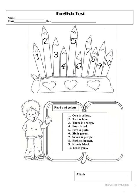 Colouring Numbers 1-10, Numbers English Worksheet, Number 1-10 Worksheet, English Test For Kids, Numbers Worksheets For Kids 1-10, Numbers In English, English Numbers, English For Kids, Numbers Worksheets