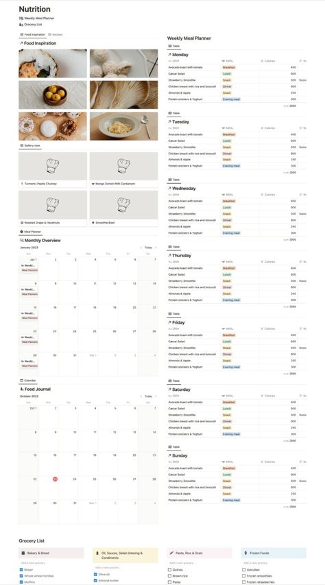 #Organisation #Notion_Calendar_Template #Notion_Aesthetic_Template #Notion_Template_Planner Notion Calendar Template, Notion Aesthetic Template, Notion Template Planner, Nutrition Template, Notion Meal Planner, Notion Calendar, Notion Planner Template, Notion Inspo, Notion Ideas