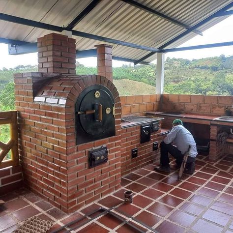 Outdoor Cooking Fireplace, Outdoor Grill Diy, Brick Grill, Pizza Oven Outdoor Kitchen, Decorating Ideas For Christmas, Brick Bbq, Brick Projects, Dream Patio, Bbq Grill Design