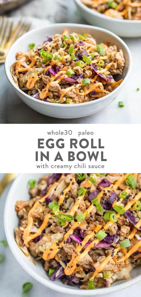 Whole 30 Recipe, Creamy Chili, Telur Gulung, Cena Keto, Asian Dinner, Asian Dinner Recipes, Egg Roll In A Bowl, Cibo Asiatico, Asian Dinners