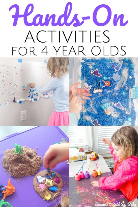 Hands-On Sensory Play Activities for 4 Year Olds | These fun activities are perfect for preschool-aged kids to do at home! Whether it's a rainy day, you're stuck inside, or you're looking to try some homeschool fun, we've got you covered with these simple activities for preschoolers! | #preschool #sensory #activities #handson #learning #tactile #4yearold #preschooler #homeschool #play Fun Things To Do With Preschoolers Inside, Montessori, 3 And Half Year Old Activities, Preschooler Activities At Home, Sensory Activities For 4 Year, Simple Activities For Preschoolers, Activities For Kids At Home Age 4, Crafts For 4 Yo, Activities For Four Year Olds