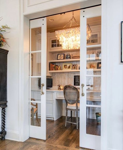 Tiny Home Office, Home Office Closet, Legend Homes, Tiny Office, Large Office, Closet Office, Small Home Offices, Office Nook, Modern Office Design