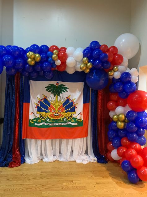 #haiti, #flag Haitian Restaurant Decor, Haitian Party Decorations, Haitian Party, Haitian Quote, Haiti Art, Marine Retirement, Haitian Wedding, Work Event Ideas, Airplane Birthday Party Decorations