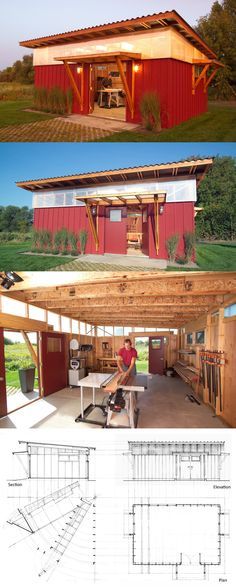 Shed / Workshop Shed Workshop, Plan Garage, Workshop Shed, High Windows, Small Barn, Diy Shed Plans, Storage Shed Plans, Garage Shed, Barn Plans