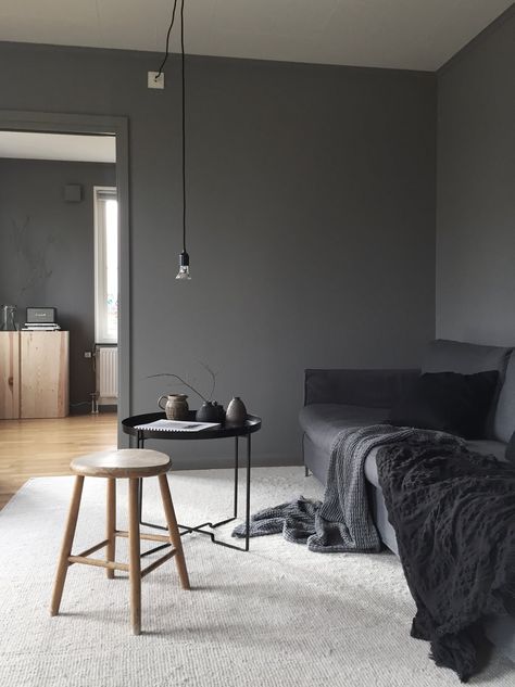 Break Room Design, Dark Grey Living Room, Scandinavian Decor Living Room, Masculine Living Rooms, Dark Living Rooms, Black Living Room, Living Room Decor Inspiration, Interior Minimalista, Living Room Scandinavian