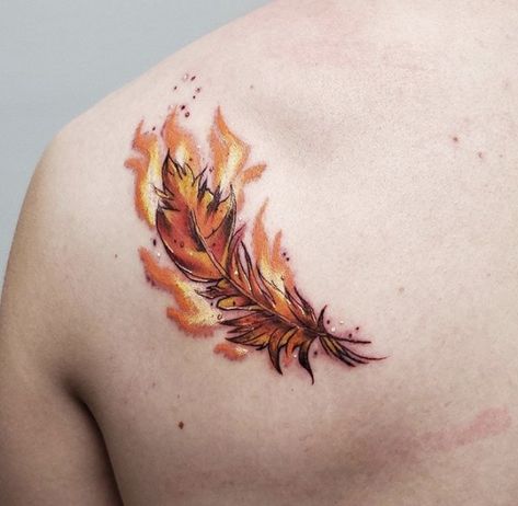 Flaming Feather Tattoo, Pheonix Feather Tattoos, Pheonix Feather Tattoo For Women, Phoenix Feather Tattoo, Phoenix Wings Tattoo, Flying Phoenix Tattoo, Most Beautiful Tattoos, Watercolor Phoenix Tattoo, Phoenix Feather Tattoos