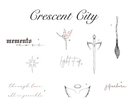 Crescent City Bryce Back Tattoo, Starborn Tattoo Crescent City, Crescent City Inspired Tattoos, Small Sjm Tattoo, Through Love All Is Possible Crescent City Tattoo, Starsword Crescent City Tattoo, Sjm Universe Tattoo Ideas, Acotar Tog Crescent City Tattoo, Crescent City Nails