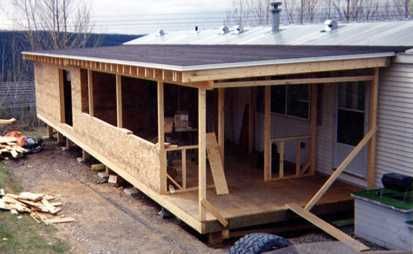 How about this - redo the entire front - porch, woodstove room, big bedroom? Mobile Home Addition, Mobile Home Redo, Single Wide Remodel, Mobile Home Remodel, Mobile Home Repair, Mobile Home Exteriors, Mobile Home Makeovers, Mobile Home Renovations, Single Wide Mobile Homes