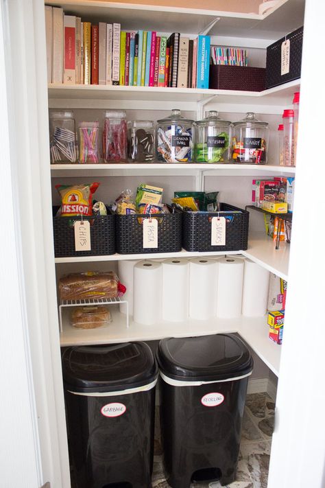 pantry/garbage closet | ... by California Closets , but it is a step in the right direction Beautiful Pantries, Organised Pantry, Small Kitchen Pantry, Diy Pantry Organization, Organization Labels, Organize Kitchen, Closet Diy, Kitchen Cupboard Storage, Organized Pantry