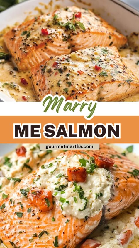 Marry Me Salmon Recipe, Fall Salmon Recipes, Marry Me Salmon, Dinner Party Mains, Best Salmon Recipe, Fresh Seafood Recipes, Sun Dried Tomato Sauce, Salmon Seasoning, Salmon Dinner