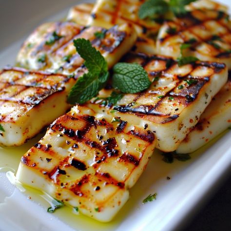 🧀 Get grilling with our exotic Grilled Halloumi Cheese! 🔥 #GrillLover Grilled Halloumi Cheese Ingredients: Halloumi cheese (8 oz, sliced) Olive oil (1 tbsp) Lemon juice (1 tbsp) Fresh mint (for garnish) Instructions: Brush halloumi with olive oil. Grill until charred, about 2-3 minutes per side. Drizzle with lemon juice, garnish with mint. 🔥 Ignite your taste buds with our Grilled Halloumi Cheese, perfect for a savory snack or side dish! #CheeseGrill Halloumi Cheese, Grilled Halloumi, Instagram Recipes, Twisted Recipes, Trending Recipes, Savory Snacks, Fresh Mint, Lemon Juice, Healthy Foods