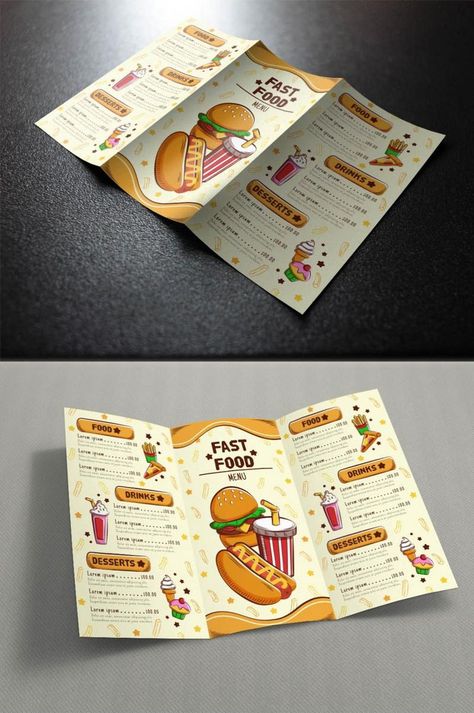 Folding Pamphlet Design, Cafe Food Ideas Menu Design, Cafe Pamphlet Design, Pamphlets Design Ideas School, Beautiful Menu Design, Broucher Ideas Design Aesthetic, Food Brochure Design Ideas, Brosure Design Ideas, Brochures Design Ideas