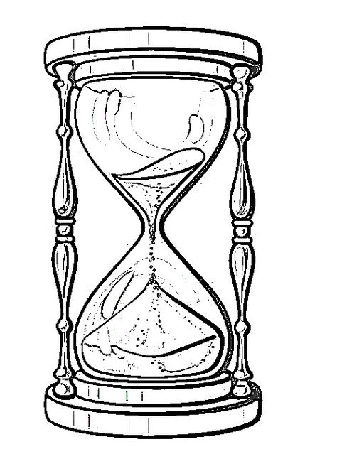 Hourglass Tattoo Outline, Vintage Hourglass Illustration, Hour Glass Tattoo Design Outline, Sand Hourglass Drawing, Time Glass Drawing, Time Sand Clock Tattoo, Hourglass Sketch Drawings, Hour Glass Drawing Easy, Hourglass Tattoo Stencil