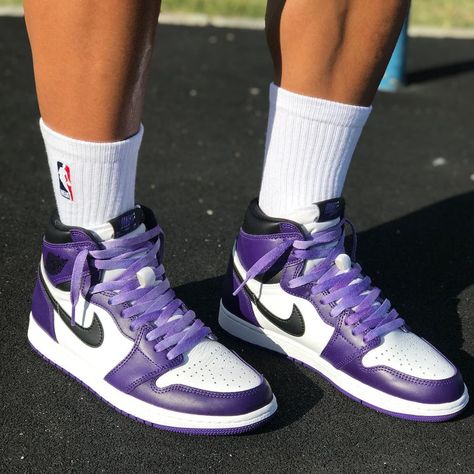 Jordan 1 Retro High Court Purple, Putple Shoes, Court Purple Jordan 1 Outfit, Jordan 1 Purple Court, Air Jordan 1 Purple, Purple Jordan 1, Court Purple Jordan 1, Air Jordan 1 Custom, Air Jordan 1 Mid Purple