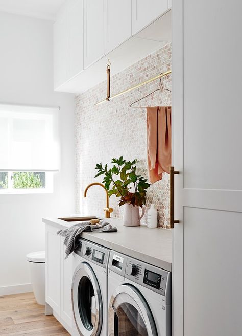 Laundry Bathroom Combo, Room Storage Diy, Laundry Room Layouts, Laundry Room Renovation, Laundry Design, Farmhouse Laundry, Laundry Room Bathroom, Modern Laundry Rooms, Laundry Room Inspiration