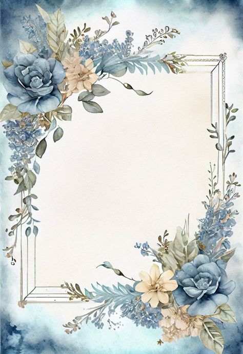 Free Watercolor Flower Frame Free Watercolor Flowers, Flower Borders, Transfer Images, Wedding Card Frames, Floral Cards Design, Scrapbook Background, Floral Border Design, Diy Projects For Kids, Invitation Floral