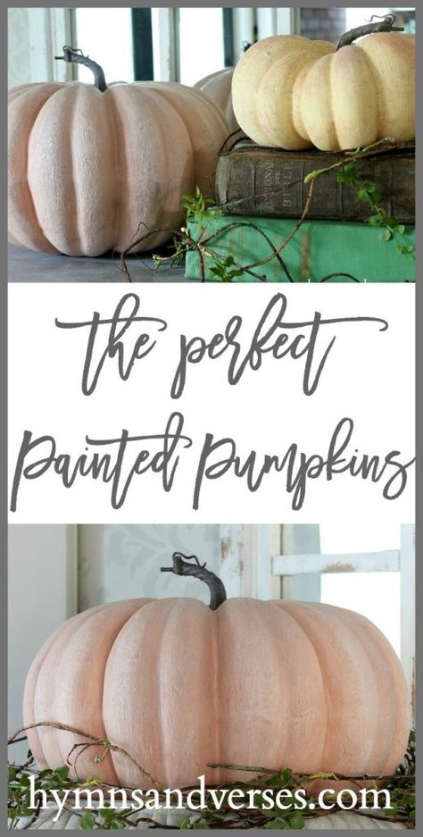 Painted Pumpkin Centerpieces, Rustic Pumpkin Painting, Chalk Paint Pumpkins, How To Spray Paint Plastic Pumpkins, Beautiful Painted Pumpkins, Painting Craft Pumpkins, Baking Soda Paint Pumpkins, Painted Faux Pumpkins, Painted Plastic Pumpkins Ideas