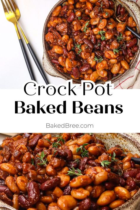 Crockpot Baked Beans, Beans Recipe Crockpot, Beans Baked, Baked Beans Crock Pot, Slow Cooker Baked Beans, Easy Baked Beans, Slow Cooker Baking, Canned Butter, Baked Bean Recipes