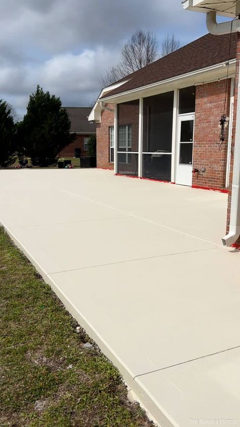 Concrete Stain Patio Colors, Tan Concrete Patio, Stained Cement Patio, Colored Concrete Patio Cement, Expanding Concrete Patio, Outdoor Concrete Stain Patio, Staining Outdoor Concrete, Deck Vs Concrete Patio, Dyed Concrete Patio