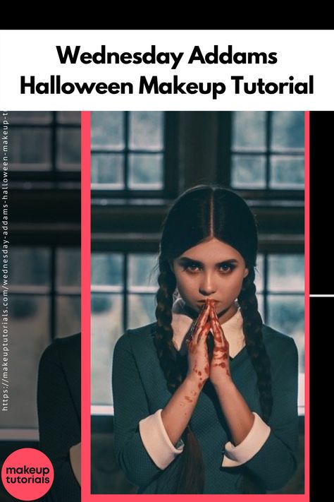 Wednesday Addams Make Up, Wednesday Addams Makeup Tutorials, Wednesday Addams Costume Makeup, Easy Diy Halloween Makeup, Wednesday Makeup, Addams Makeup, Wednesday Addams Makeup, Creepy Doll Makeup, Halloween Makeup Diy Tutorial