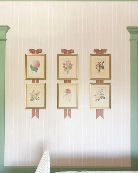 Last day to save 20% on my art hanging bow tutorial! Comment “bow” to receive a discount to apply at checkout and a link to the tutorial! Art Over Board And Batten Wall, Art Above Crib, Brooklyn Bedroom, Classic Nursery, Board And Batten Wall, Photo Wall Decor, Kids Bedroom Inspiration, Nursery Room Inspiration, Dream Family