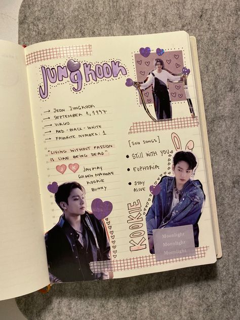 Jungkook Seven Journal, Jungkook Scrapbook Ideas, Jungkook Diary Ideas, Jungkook Journal Ideas, Bts Journal Ideas Without Pictures, Bts Book Ideas, Bts Journal Ideas Aesthetic, Bts Scrapbook Ideas, Bts Diary Ideas