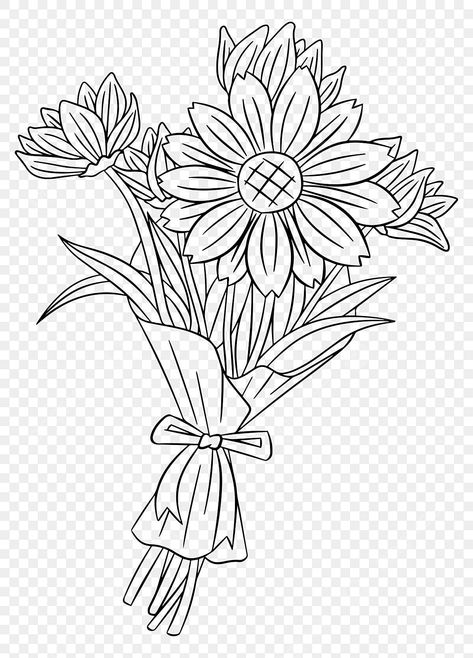 Cool Drawings Simple, Bouquet Outline, Drawing Bouquet, Origami Flower Bouquet, Bouquet Drawing, Challenge Instagram, Flower Bouquet Drawing, Daisy Drawing, Easy Drawing Guides