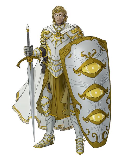 Aasimar Cleric, Ernesto Irawan, Dnd Party, Dnd Paladin, Character Commission, Character Artist, Dungeons And Dragons Characters, Fantasy Armor, Armor Concept