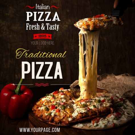 Pizza Social Media template | PosterMyWall Pizza Menu Design, Spicy Pizza, Pizza Poster, Pizza Menu, Real Estate Marketing Design, Bistro Food, Food Pizza, Pizza Box, Food Ads