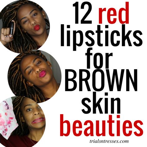 Red Lipstick Brown Skin, Red Lipstick For Brown Skin, Lipstick Shades For Brown Skin, Lipsticks For Brown Skin, Redish Brown Hair, True Red Lipstick, Lipstick On Brown Skin, Red Lipstick Shades, Drugstore Lipstick