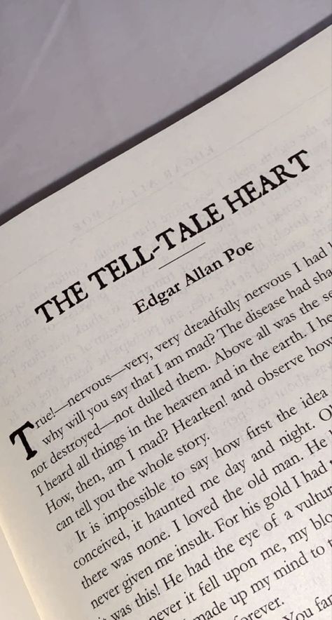 Edgar Allen Poe Book Aesthetic, A Tell Tale Heart, Edgar Allan Poe Tell Tale Heart, Edgar Allen Poe Tell Tale Heart, Tell Tale Heart Tattoo, The Tell Tale Heart Edgar Allan Poe, Edgar Allan Poe Aesthetic Wallpaper, Tell Tale Heart Aesthetic, Gothic Literature Books