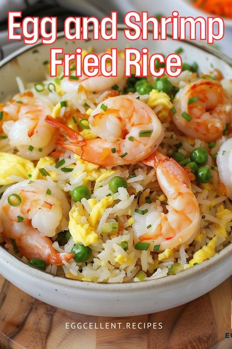 If you crave a delicious and easy-to-make meal, this Egg and Shrimp Fried Rice is ideal. #shrimp egg fried rice #fried rice with egg shrimp #fried rice with shrimp and egg #shrimp fried rice recipe with egg green onions #air fryer shrimp fried rice with egg #Egg and Shrimp Fried Rice #shrimp fried rice with egg recipe easy #shrimp fried rice without egg #shrimp fried rice without egg #shrimp fried rice recipe with egg Fried Rice Without Egg, Shrimp Fried Rice With Egg, Fried Rice Shrimp, Easy Shrimp Fried Rice, Fried Rice With Shrimp, Rice With Egg, Egg Recipes For Dinner, Shrimp Fried Rice Recipe, Shrimp And Eggs