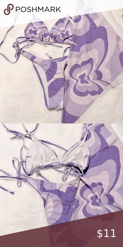 Y2K 3 piece swimsuit Butterflies, 3 Piece Swimsuit, Y2k Swimsuit, Purple Swimsuit, Closet Y2k, Poshmark Y2k, Swimsuit Shops, 3 Piece, The Social