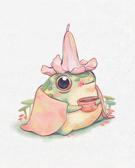 Frog Character, Frog Drawing, Creation Art, Frog Art, Dessin Adorable, Cute Frogs, Cute Animal Drawings, Cute Doodles, الرسومات اللطيفة