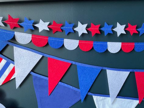 Blue Bunting, Felt Bunting, Blue Garland, Different Lettering, Wedding Bunting, Bastille Day, Star Garland, Felt Garland, Paper Making