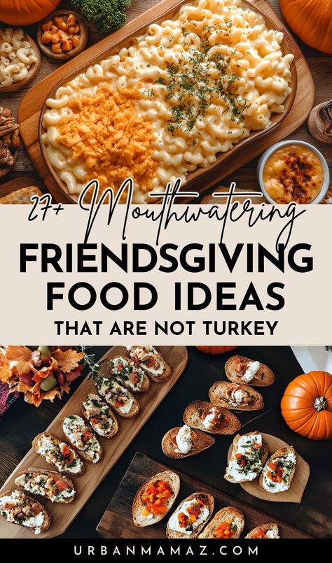 Looking for Friendsgiving food ideas that are not turkey? Check out this ultimate list of 25+ mouthwatering Friendsgiving food ideas that are not turkey. Thanks Giving Party Food Ideas, Ideas For Friendsgiving Dinner, Thanks Giving Food List, Friendsgiving Dinner Recipes, Friendsmas Menu Ideas, Friendsgiving Food Recipes, Friendsgiving Dinner Menu Ideas, Thanksgiving Dish To Bring, Friends Giving Recipe Ideas