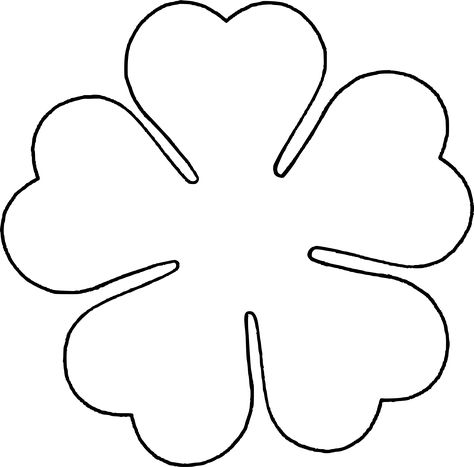 Flower Love five petal template by @BAJ, A flower template for a five petal flower with heart shaped petals., on @openclipart Hibiscus Template Free Printable, Flower Stencils Printables, Poppy Template, Flowers Outline, Petal Template, Felt Flower Template, Flowers Template, Flower Petal Template, Flower Templates Printable