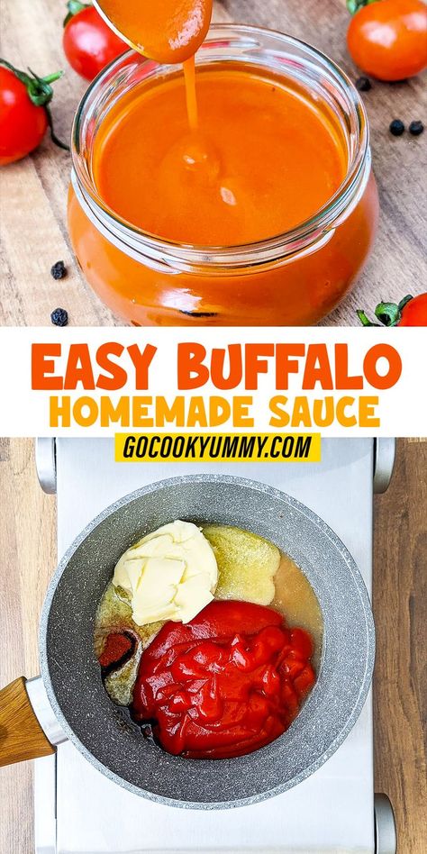 Elevate your cooking with our DIY Spicy Buffalo Sauce. Its spicy, tangy flavor, enriched with garlic and chipotle, creates a lusciously smooth texture. A must-try for your next party or as a delicious addition to everyday meals. Easy Buffalo Sauce, Easy Homemade Buffalo Sauce, Spicy Buffalo Sauce, Buffalo Sauce Recipe, Wing Sauce Recipes, Homemade Buffalo Sauce, Homemade Sauce Recipes, Buffalo Wing Sauce, Clean Eating For Beginners