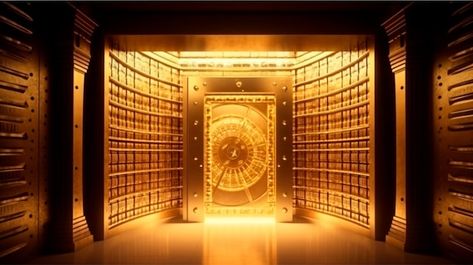 Bank vault with open door store gold bar... | Premium Photo #Freepik #photo #bank-vault #vault #bullion #fine-gold Bank Vault Aesthetic, Money Safe Aesthetic, Vault Aesthetic, Bank Vault Door, Bank Aesthetic, Vault Design, Diamond Dragon, Gold Vault, The Sweet Escape