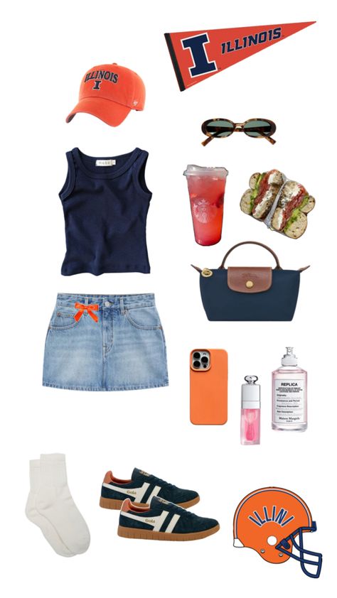 University of Illinois gameday outfit aesthetic Urbana Champaign Illinois football tailgate outfit University Of Illinois Urbana Champaign Dorm, Tailgating Outfits Cold, University Of Illinois Urbana Champaign, College Football Game Outfit, Football Tailgate Outfit, College Tailgate Outfit, College Football Games, Tailgate Outfit, College Fits