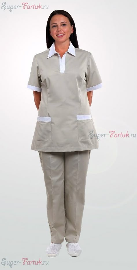 Housekeeper Uniform Outfits, Uniform Outfits Hospital, House Keeping Uniform Women, Cleaner Uniform Ideas, Maids Uniform Housekeeping, Nanny Uniform Modern, Hospital Uniform Design, Maid Uniform Housekeeping, Cleaning Uniform Ideas