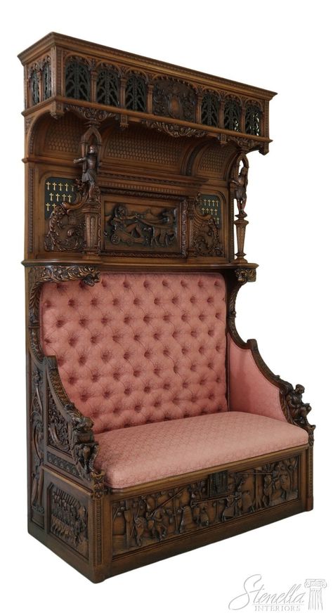 50909EC: Fine Quality Antique Carved Walnut Continental Hall - Etsy Canada Ranch Cottage, Hall Bench, Unusual Furniture, Entryway Mudroom, Gothic Furniture, Goth Home Decor, Deco Originale, Victorian Furniture, Funky Furniture