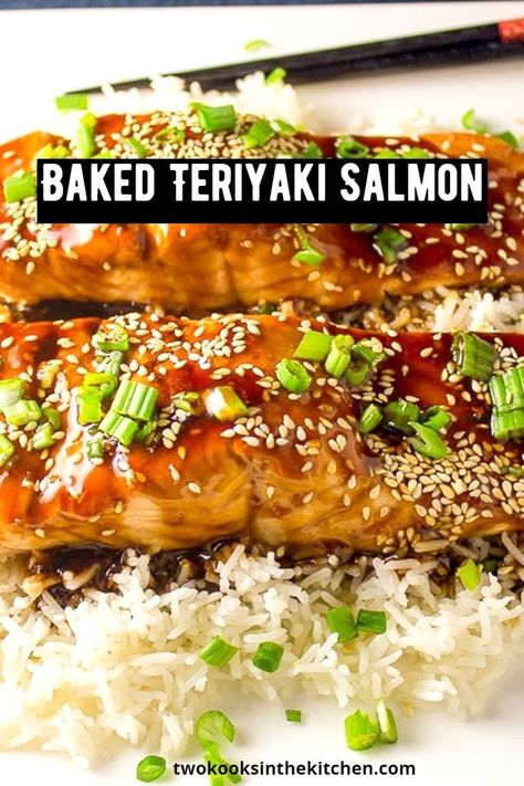 Salmon Green Onion, Teriyaki Salmon Recipes, Teriyaki Salmon Baked, Quick Salmon Recipes, Teriyaki Glazed Salmon, Salmon Teriyaki, Baked Teriyaki Salmon, Salmon Teriyaki Recipe, Salmon Baked