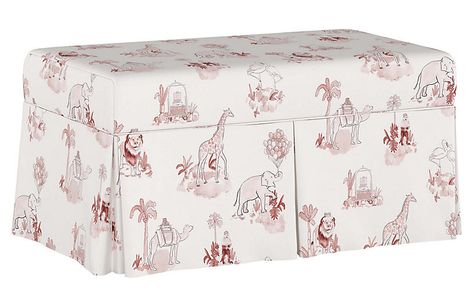 Toile Storage Bench, Pink - Kids’ Furnishings by Gray Malin x Cloth & Company - Week 8 - Sales Events 2019 | One Kings Lane Childlike Wonder, Parker Palm Springs, Gray Malin, Home Decor Brand, Office Chair Design, Hardwood Furniture, Pink Chair, Linen Storage, Leather Dining