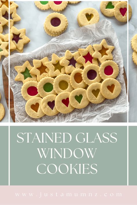 Fun and festive stained glass window cookies, so easy to make. Delicious and simple Stain Glass Window Cookies, Stained Glass Window Cookies Christmas, Stained Glass Window Biscuits, Glass Christmas Cookies, Glass Cookies Recipe, Stained Glass Biscuits, Window Pane Cookies, Window Cookies Christmas, Stained Glass Cookies Recipe