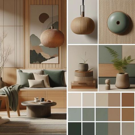 Couleur Feng Shui, Japandi Color Palette, Color Palette Interior Design, Japandi Living Room, Japandi Interior Design, Color Palette Living Room, Japandi Interiors, Japandi Home, Japandi Living