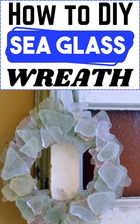 Sea Glass Crafts Ideas, Seaglass Wreath, Beach Glass Wreath, Sea Glass Wreath, Sea Glass Window, Glass Crafts Diy, Sea Glass Diy, Glass Wreath, Sea Glass Art Diy